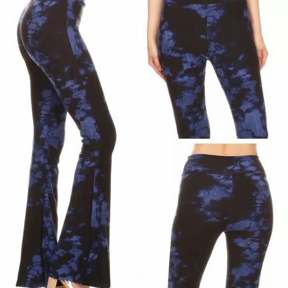 Pants - Blue/Black Bell Bottom Flare Leggings
